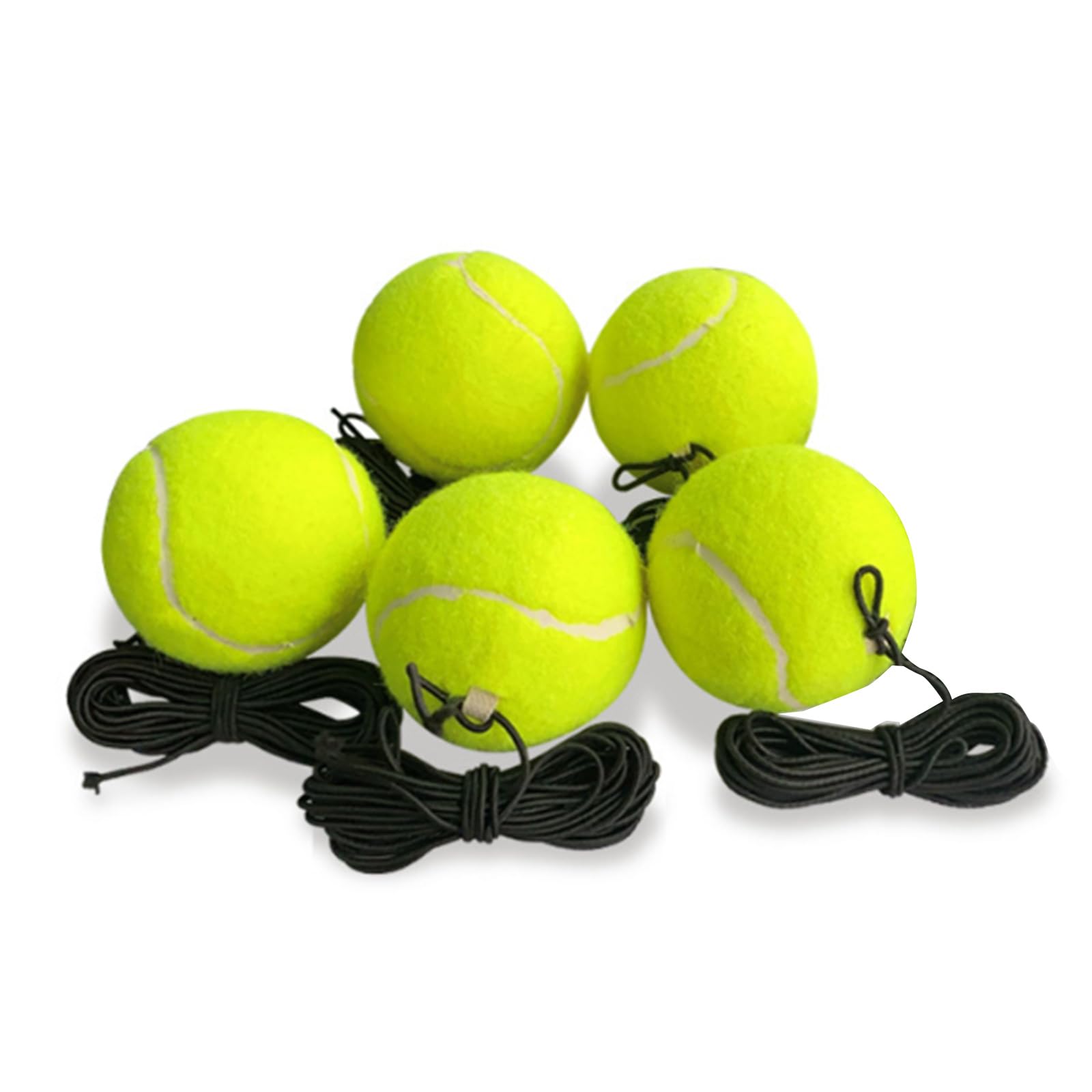 QIEIEI 5Pcs Tennis Training Balls with String Tennis Trainer Balls Rebounds Practice Balls for Indoor and Outdoor Tennis Practi
