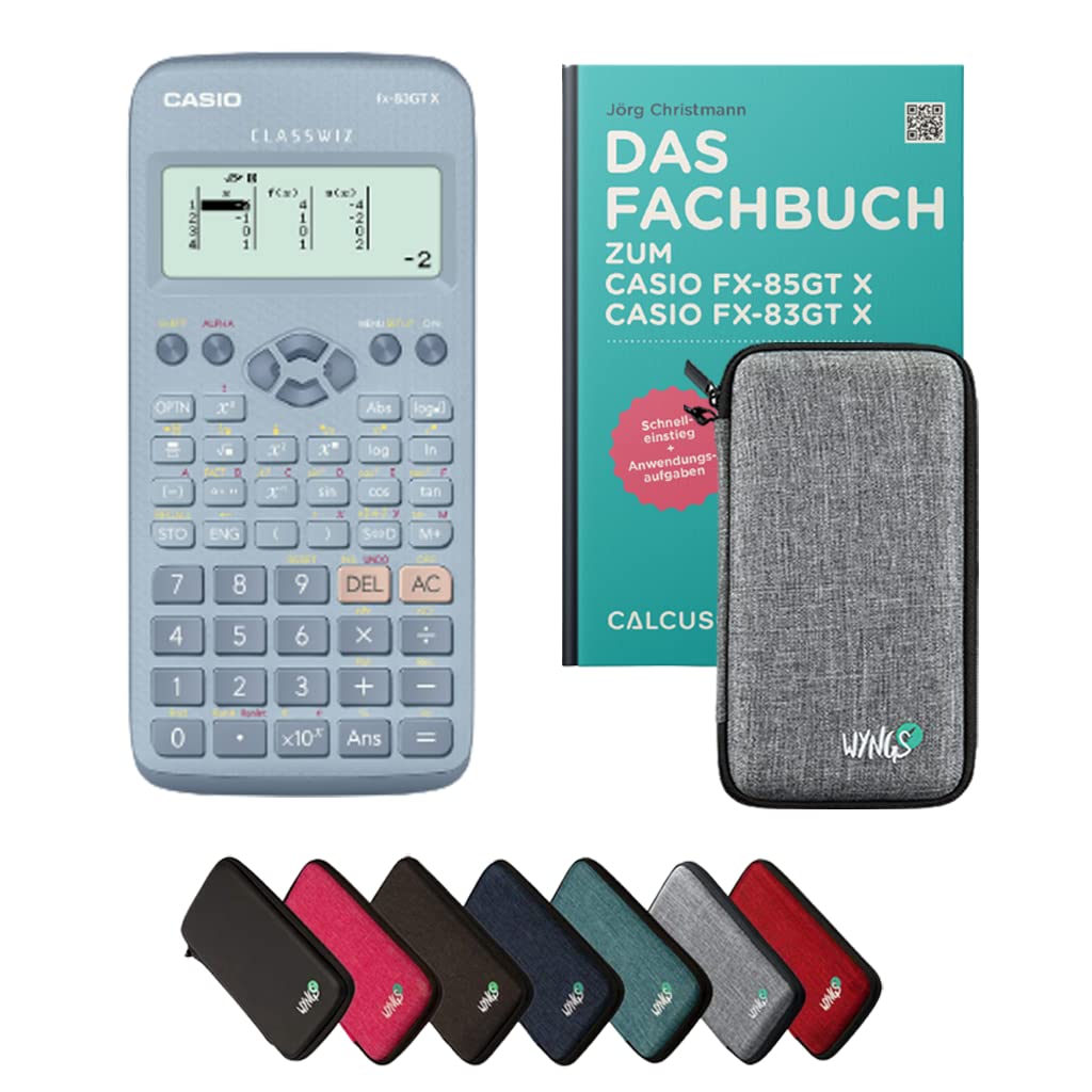 Casio fx-83GT X Incl. Funda Protectora Gris Claro y Libro especializado (64 páginas, DIN A5) – Calculadora científica – Smart Set (Alemán)