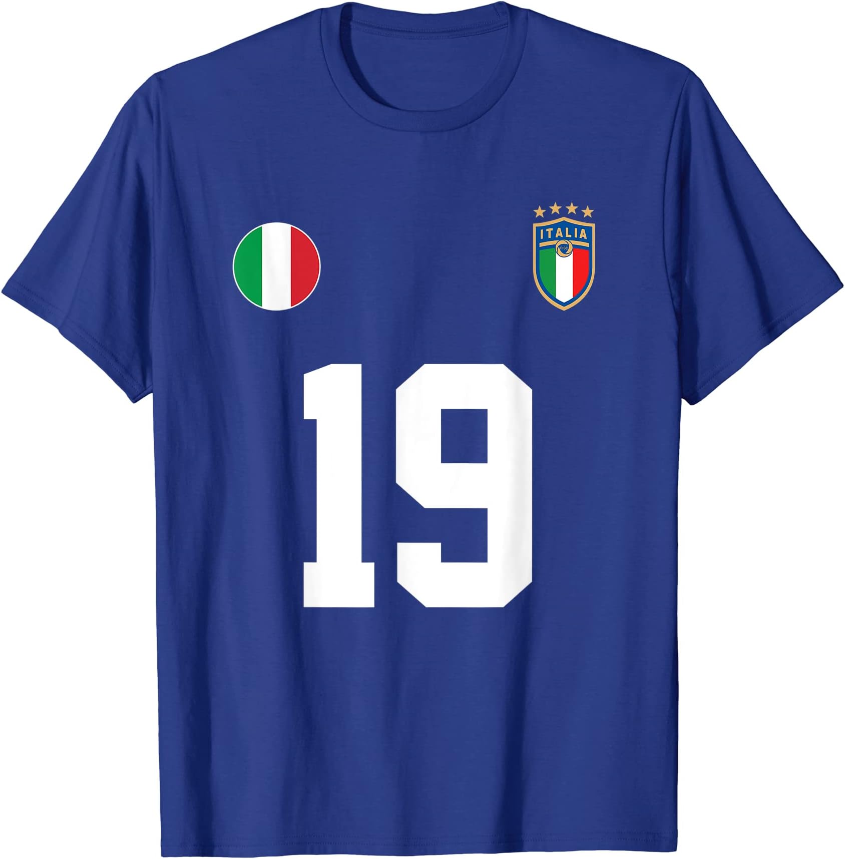 SPORTTEE Co.Italia Team Sports Number 19 Italy Soccer Fan Italian Flag T-Shirt