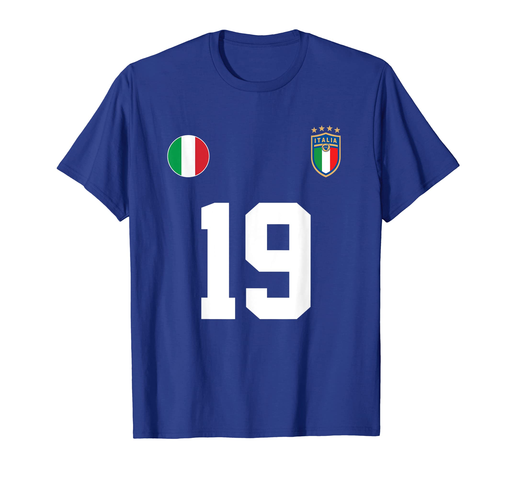 SPORTTEE Co.Italia Team Sports Number 19 Italy Soccer Fan Italian Flag T-Shirt
