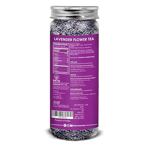 Miniatura 2 de BLUE TEA - Té de hierbas de flor de lavanda - 1.05 onzas (30 tazas)  Té de calma  A base de flores - Té de hierbas - Sin cafeína - Fresco de granja
