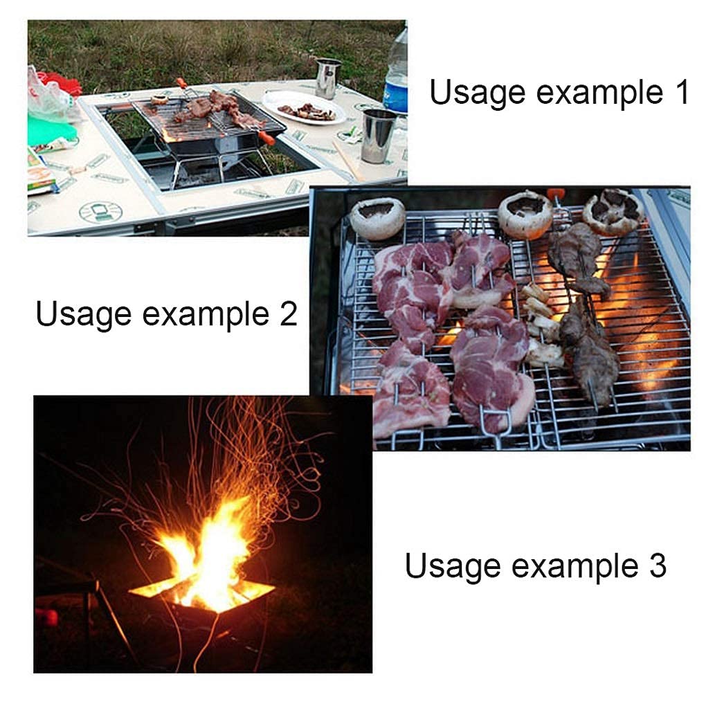 Supporto per barbecue, Supporto for barbecue pieghevole for esterno Griglia inceneritore BBQ Fornello a carbone Strumento for picnic da campeggio con superficie antiaderente in acciaio inossidabile