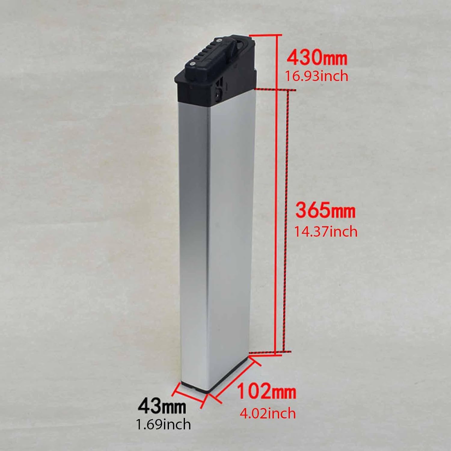 Mountain Bike Battery Box,Aluminum Alloy Shell Protector Container Case Storage for Outdoor Riding Long Distance Biking, 10.2cmx4.3cmx43cm