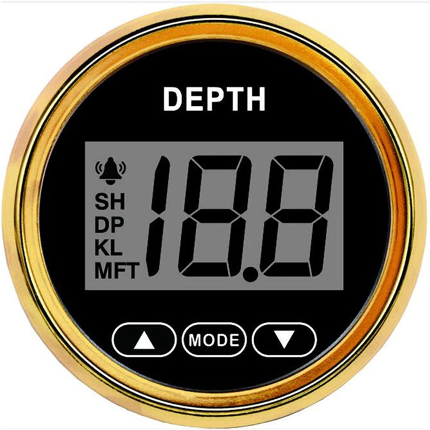 Boat Meter- Universal 2'' 52mm Depth Gauge Pulse Signal Digital Boat Waterproof IP67 Depth Meter for Marine Boat Yacht Red Backlight 9-32V (Color : WG)