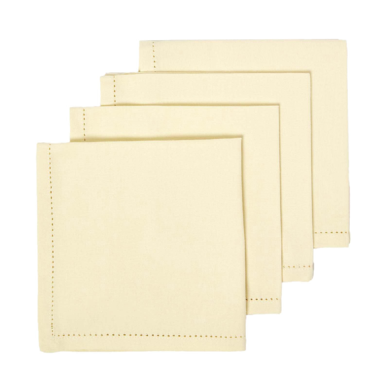 Homescapes Unisex Cream Cotton Fabric 4 Napkins Set In