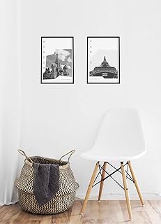 Confezione 2 Poster da Incorniciare per Decorazione de Parete per Quadro di Stile Fotografico | Poster di Città e Viaggi Coordinates | MOSCÚ y PARÍS |Bianco e Nero 30x40cm