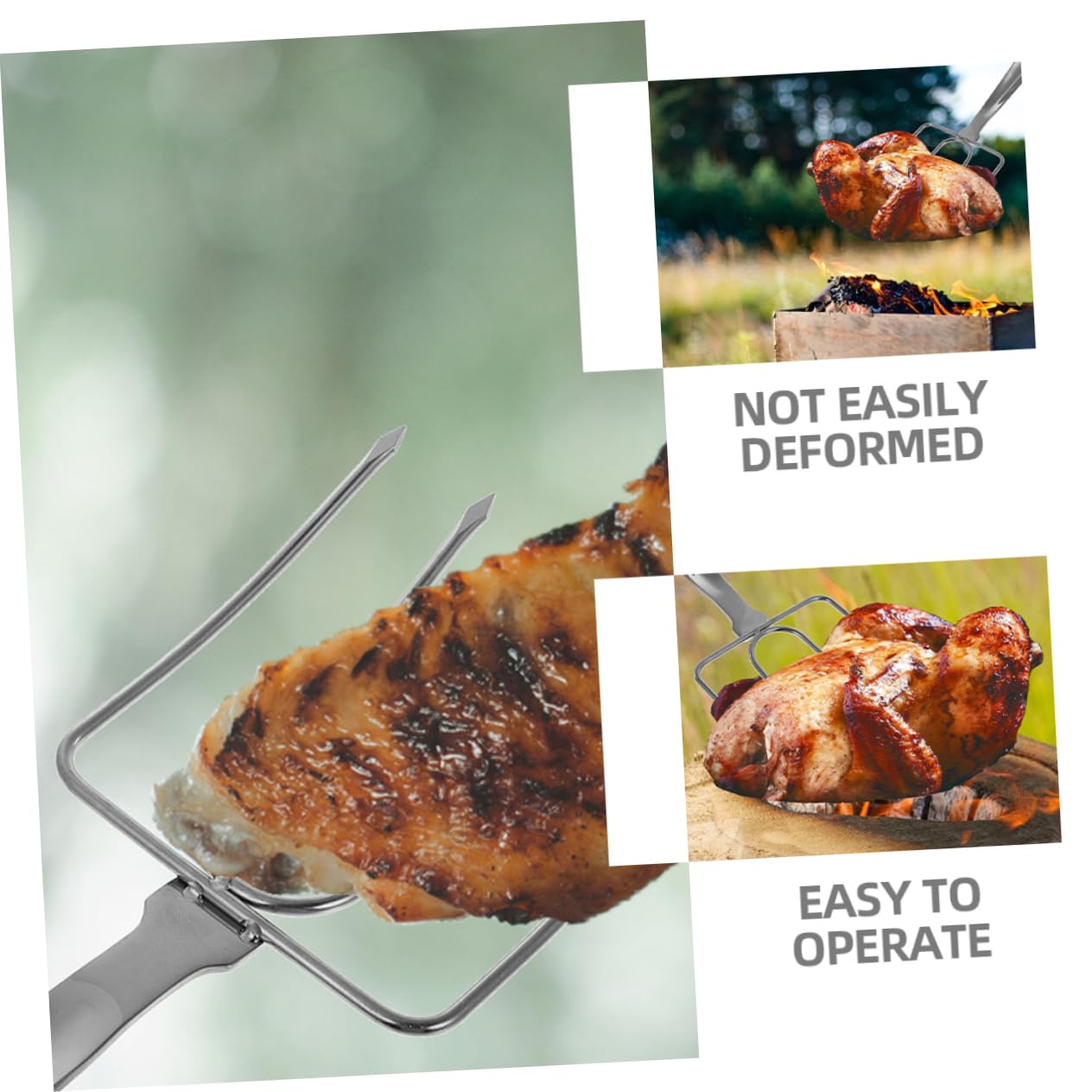 Mikinona 2pezzi Forchette Per Arrosto Acciaio Inossidabile Per Grigliate Di Pollame e Tacchino Strumenti Per Bbq Resistente Alle Alte Temperature Facile Da Pulire e Trasportare
