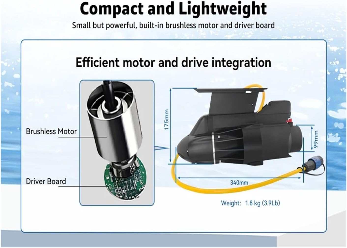 Electric Paddleboard Fin for Sup with Battery Underwater Thruster for Kayak Fishing, Paddle Propeller Float Tube Motor DC 12V 24V for Inflatable,Paddle Boards,Fishing Boats