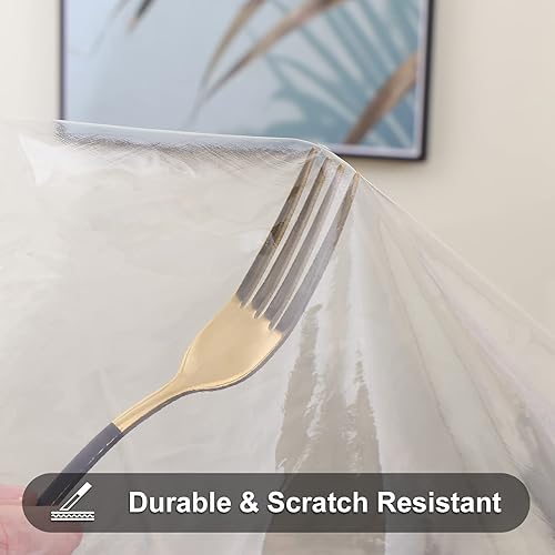 Miniatura 4 de Smiry Mantel de plástico transparente de 60 x 102 pulgadas, protector rectangular de vinilo impermeable, a prueba de derrames de aceite, lavable,