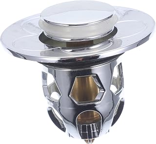 Cabilock Copper Bathroom Sink Drain Stopper with Removable Hair Catcher Basket Resistant Push Pop Up Plug Easy Install Sink Drain Filter for Bathtub and Wash Tub Clog Multi Design