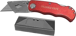 Folding Pocket Clip Warehouse Box Cutter with 5 Extra Blades (Assorted Colors)
