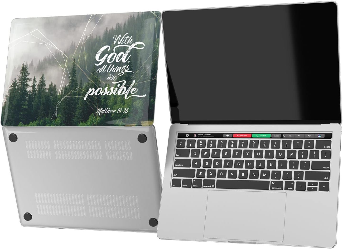 Hard Case Compatible with MacBook Air 13 15 inch Pro 16 14 M5 M4 M3 M2 M1 2026 2025 2024 2022 2020 Quote with God All Things are Possible Matthew 19:26 Bible Verse Scripture Forest Cover