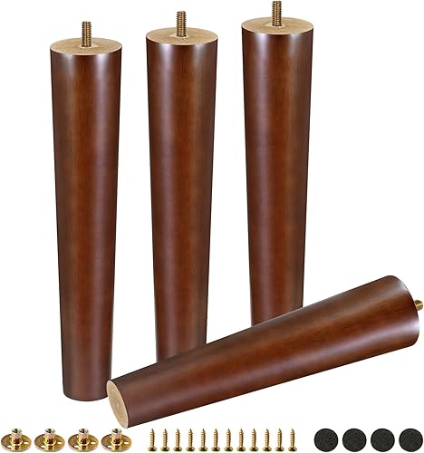 Miniatura 68 de FoDau770 Patas de Muebles de Madera de Caucho de 9 Pulgadas, Patas de Madera Rectas Cónicas de Mediados de Siglo para Sofá, Juego de 4, Patas