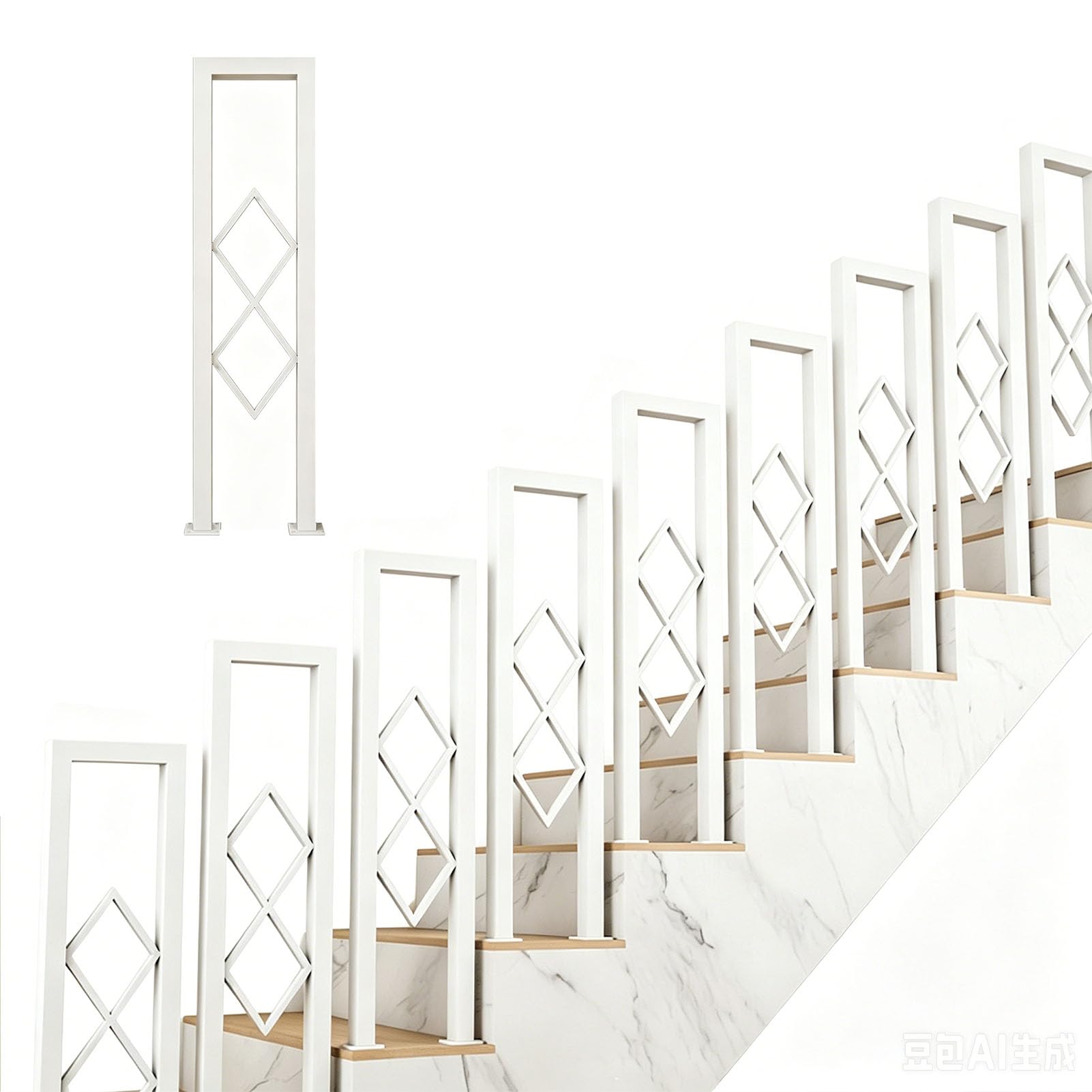 TBATM U-Shaped Stair Rail, Outdoor Handrails for Stairs