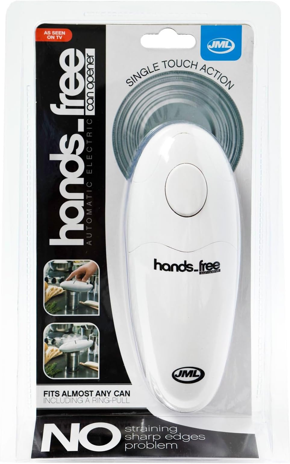 JML Electric Can Opener - One Touch Automatic Tin Opener for Clean, Fast and Effortless Opening, Magnet for Mess Free Lid Disposal - Kitchen Tools & Gadgets for Arthritis & Reduced Mobility Users