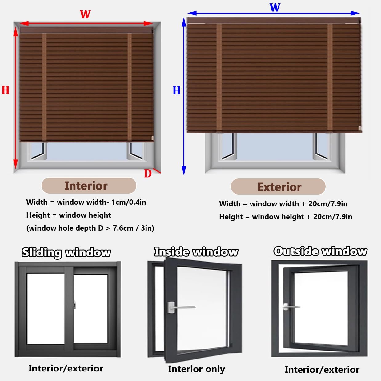 Holz Jalousien für Fenster Innen, Horizontal 50mm lamellen Jalousie Aus Holz 55x130cm 65x160cm 75x130cm 125x130cm 160x160cm Echtholz Wärmedämmung Jalousette mit Zugschnur(Schwarz,160 x 160 cm)