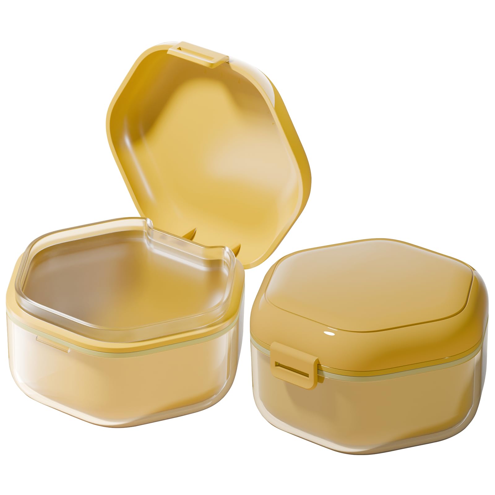 Denture Case, Food-Grade 3 Layers Dentures Box Denture Retainer Case Denture Cup Dentures Bath Container with Basket Denture Holder Retainer Cleaning