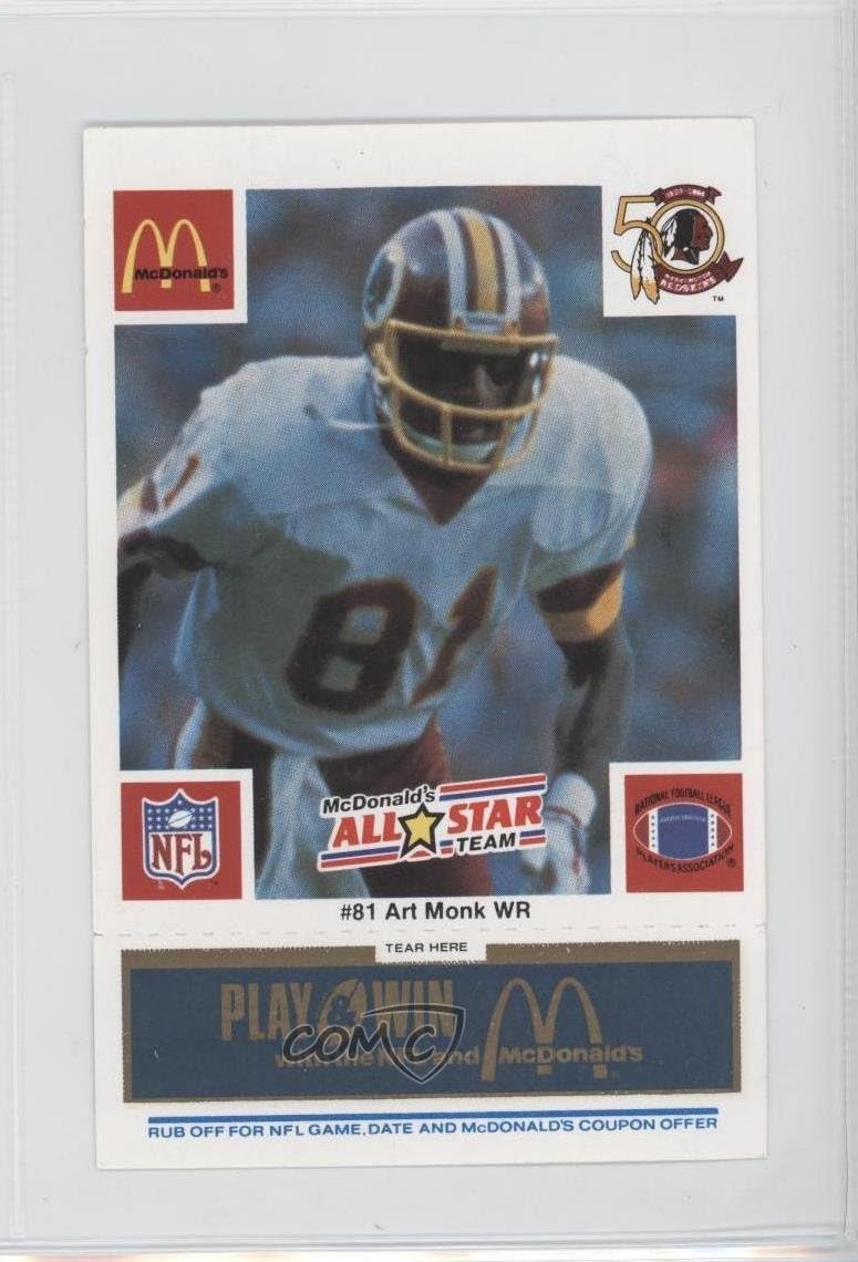 Art Monk (Football Card) 1986 McDonald's Play & Win All