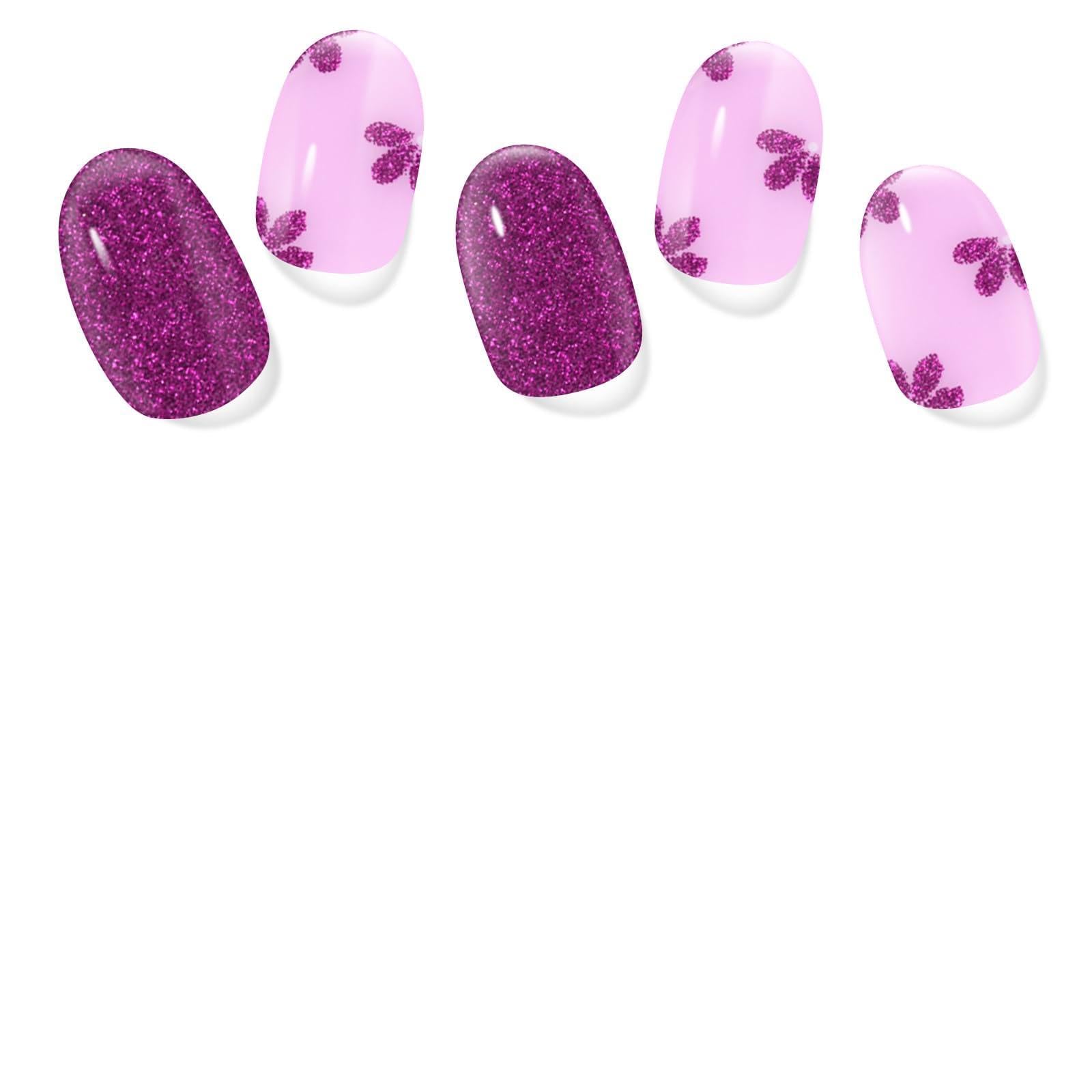 Semi Cured Gel Nail Strips, 28 pcs Gel Nail Stickers Works with Any UV Lamp Requried,Long Lasting Nails Art Stickers, Salon Quality, Easy to Apply (Rose red)