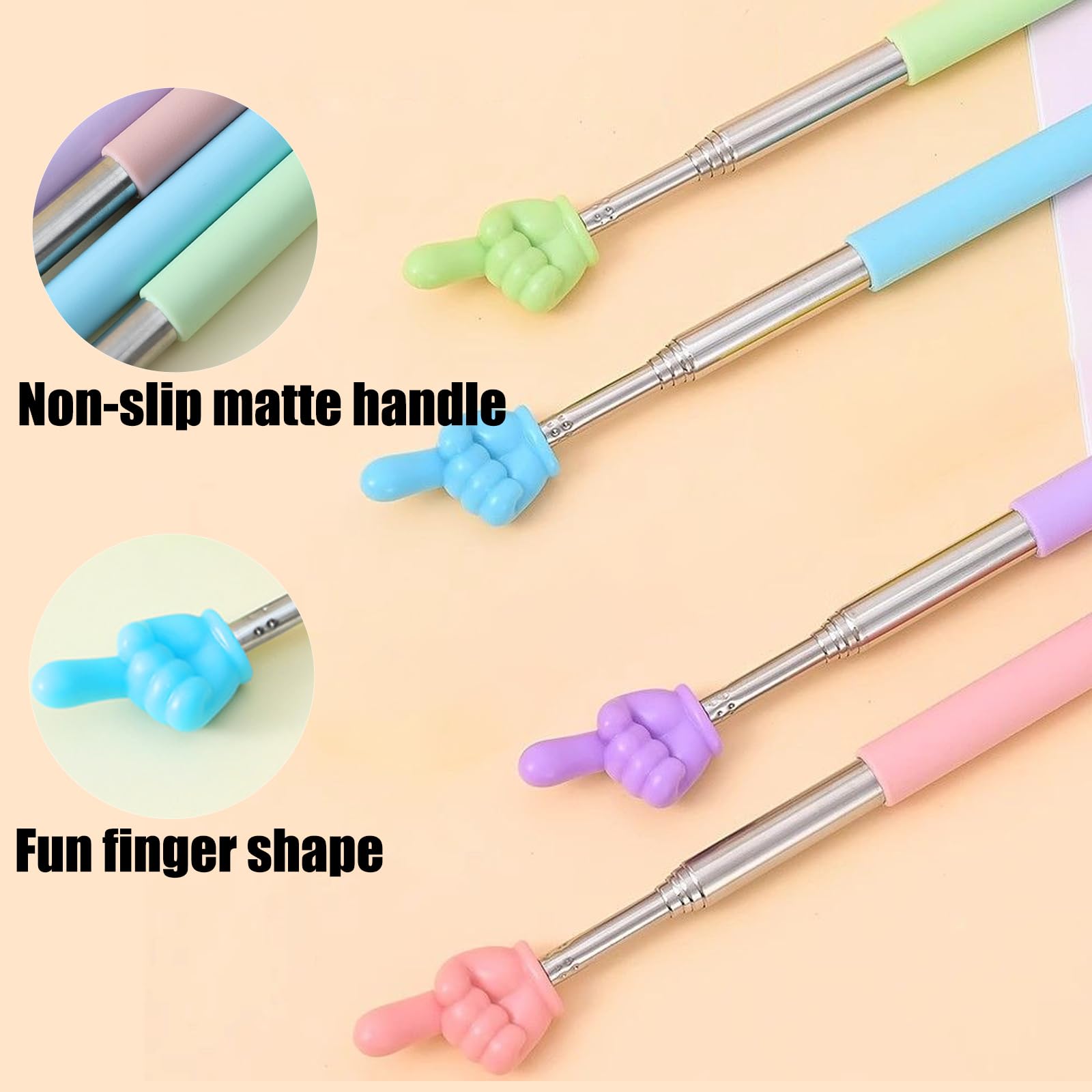 YNR 4Pcs Finger Pointer Stick, Extendable Hand Pointer, Mini Retractable Teacher Pointer Stick - Image 3