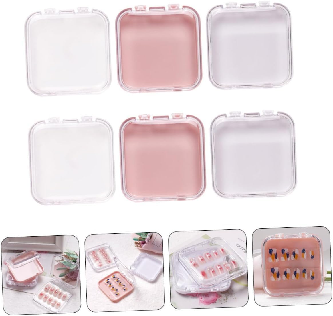Press on Nail Storage Box Nails Display Storage Container Transparent Nail Packaging Boxes Organizer Case Press On Nail Packaging Box for Salon Home Nail Storage Supplies (12 - PCS, SMALL)-image-7