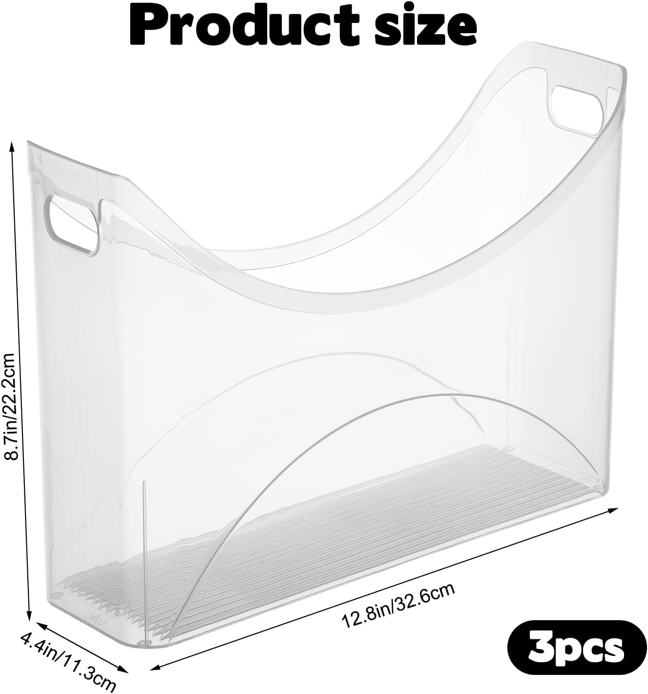 Rainmae 3 Pack Large Scrapbook Paper Storage Organizer with Handle Clear Plastic Scrapbook Storage Bin Holds 12x12in Craft Papers Books, Vinyl Sheets, Cardstocks for Home Office Tabletop Organization