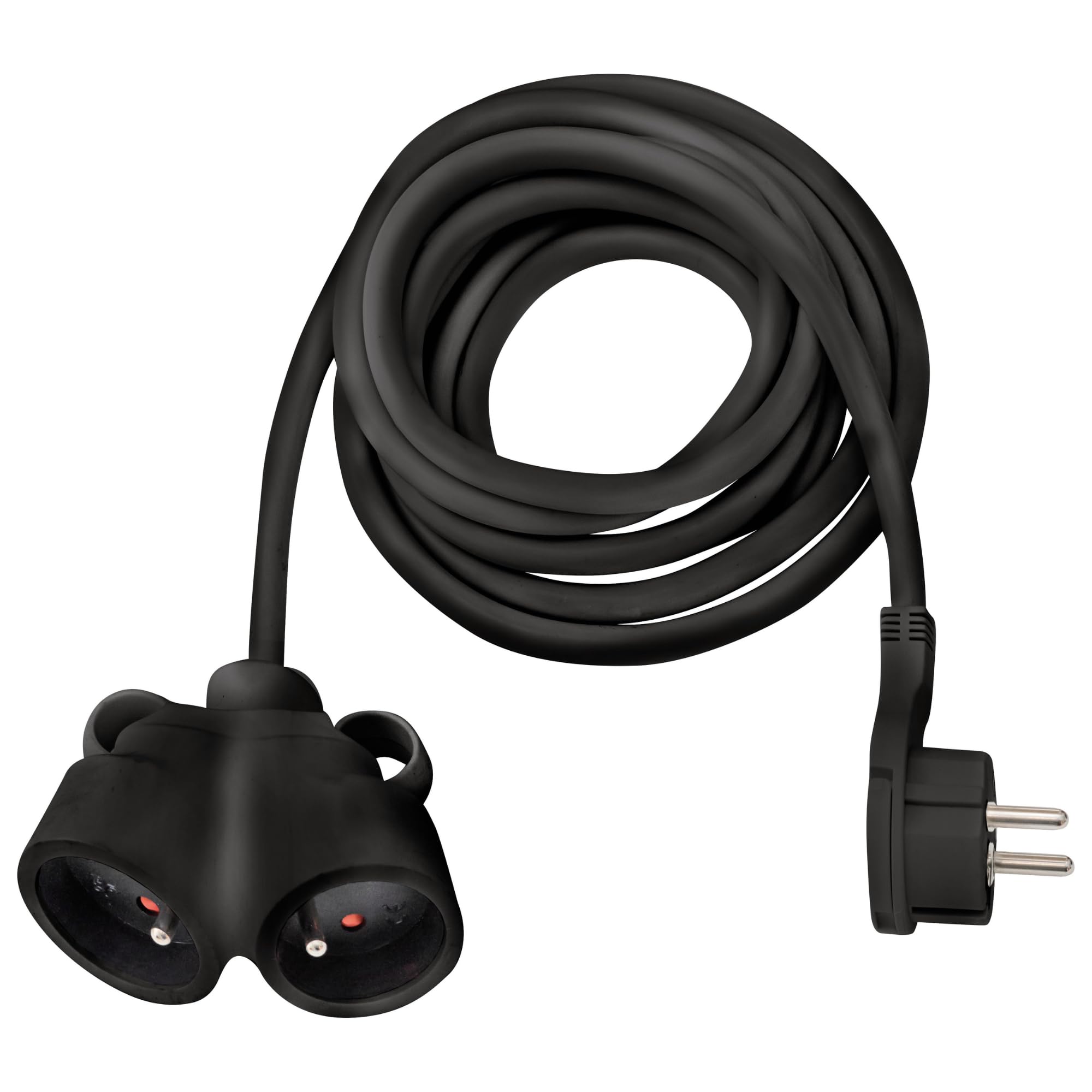 Brennenstuhl Prolunga elettrica con spina piatta e presa doppia H05VV-F 3G1,5, 5 m, colore: nero