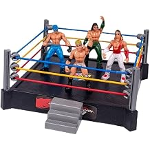 Fighting Toys Wrestling Toys Set with 12 Wrestlers and 1 Spring Loaded Ring for Kids Aged 3-14 Years - Plastic Construction Grey