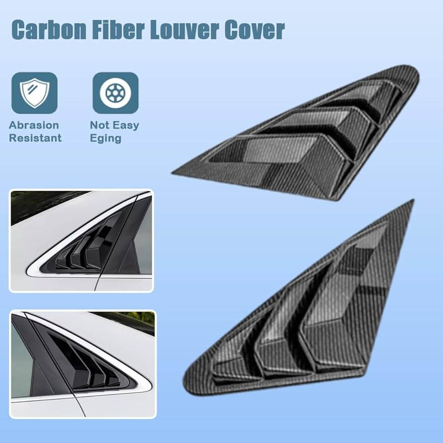 A Pair Rear Window Louver Shutter Compatible With A5 S5 F5 Sportback 2017-2024 Auto Air Vent Cover Trim ABS Exterior(Gloss Black