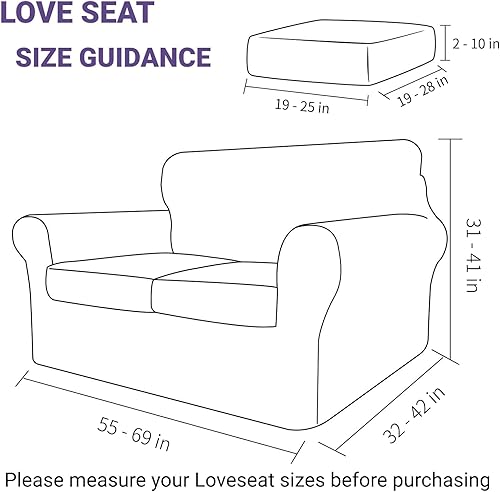 Miniatura 6 de ZNSAYOTX Fundas superelásticas para sofá biplaza de 3 piezas, fundas de sofá a rayas para sofá de 2 cojines, protector de muebles suave, lavable,