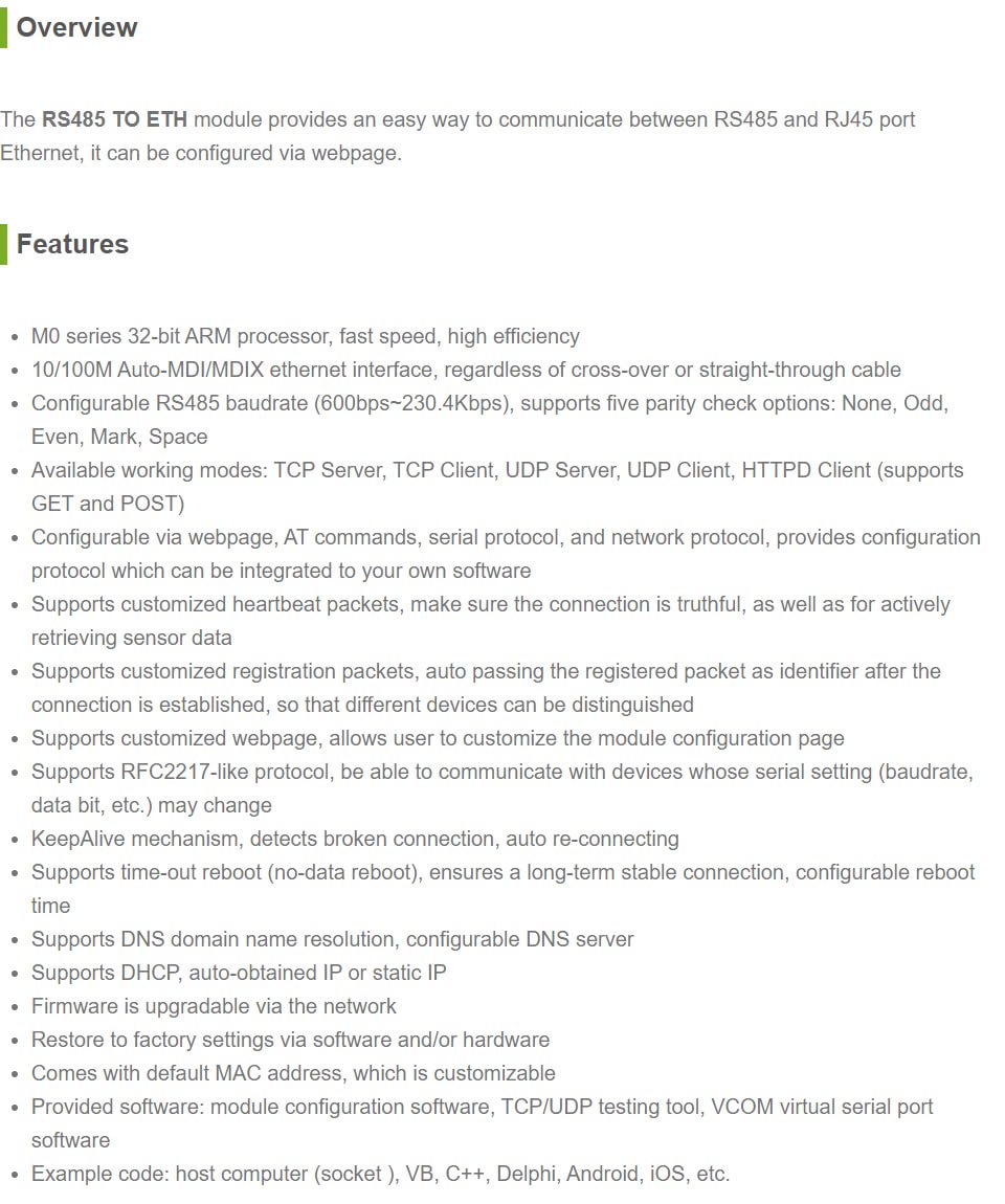 Waveshare RS485 to Ethernet Converter M0 Series 32-bit ARM Processor Supports DNS Domain Name Resolution Customized Registration Packets Heartbeat Packets Configurable via Webpage GET and Post