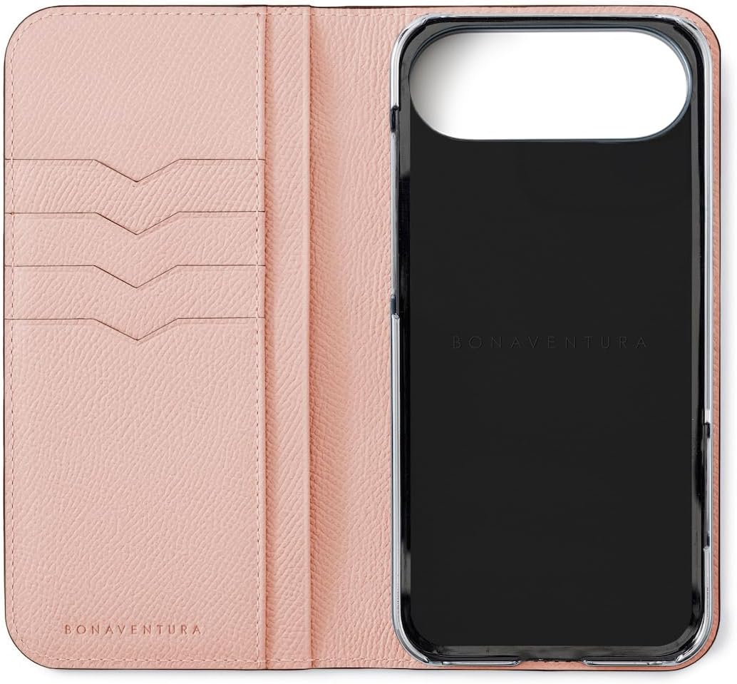 BONAVENTURA (for iPhone Air Diary Case in Nobile Leather [Greige x Shell], MagSafe Compatible, Made with The Finest European Leather, Genuine Leather, Gift BODN17A-GGSP