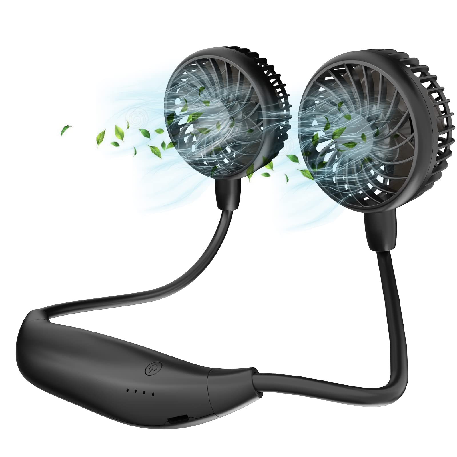 HandFan Personal Neck Fans Portable Rechargeable, Max 15.8H Long Lasting 6 Peeds Strong Airflow Cooling Wearable Fan Around Your Neck for Women/Disney/Office/Travel (Brown)