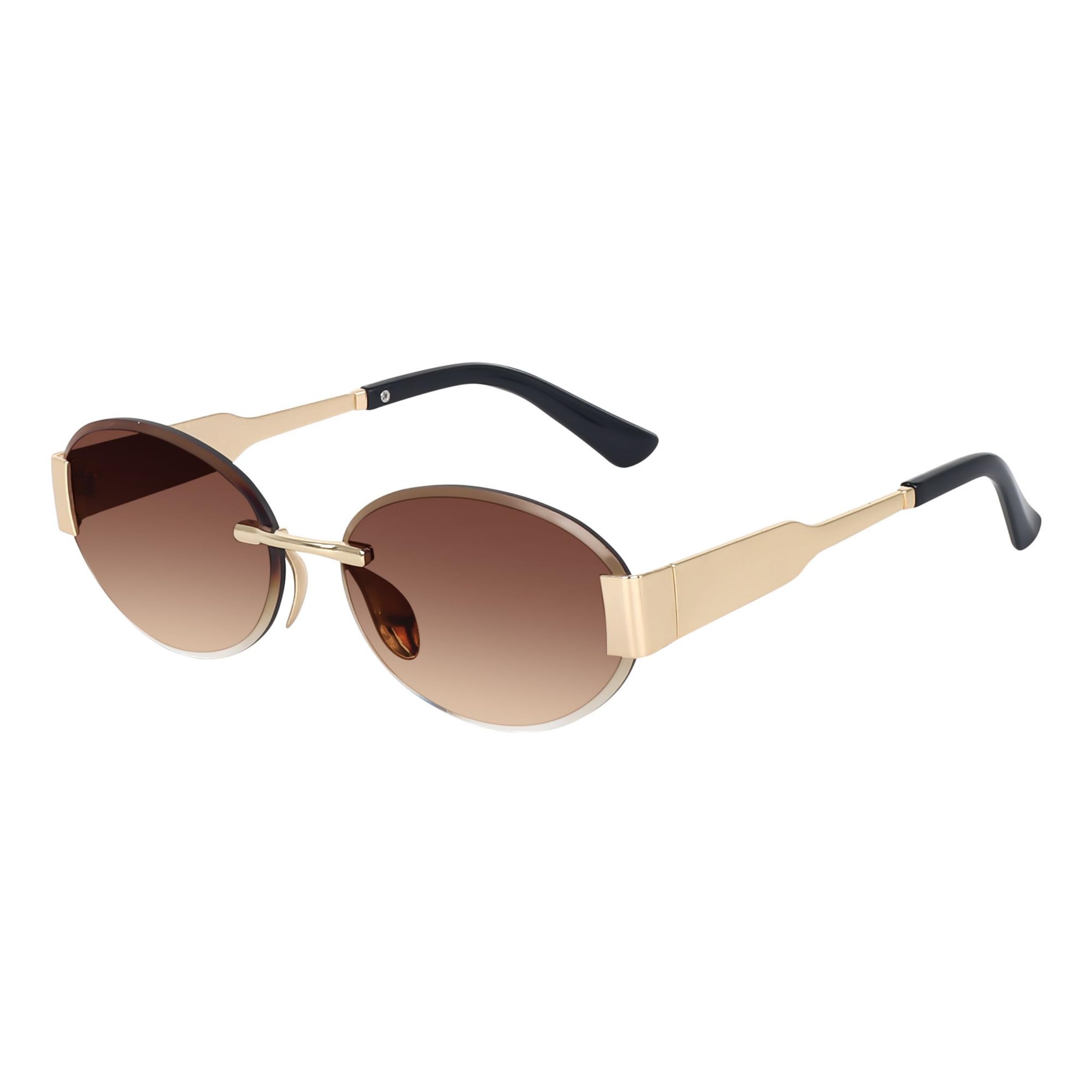 deseox Trendy Retro Oval Rimless Sunglasses for Women Men Luxury Small Metal Frameless Sun Glasses UV400 Fashion Shades-picture-41