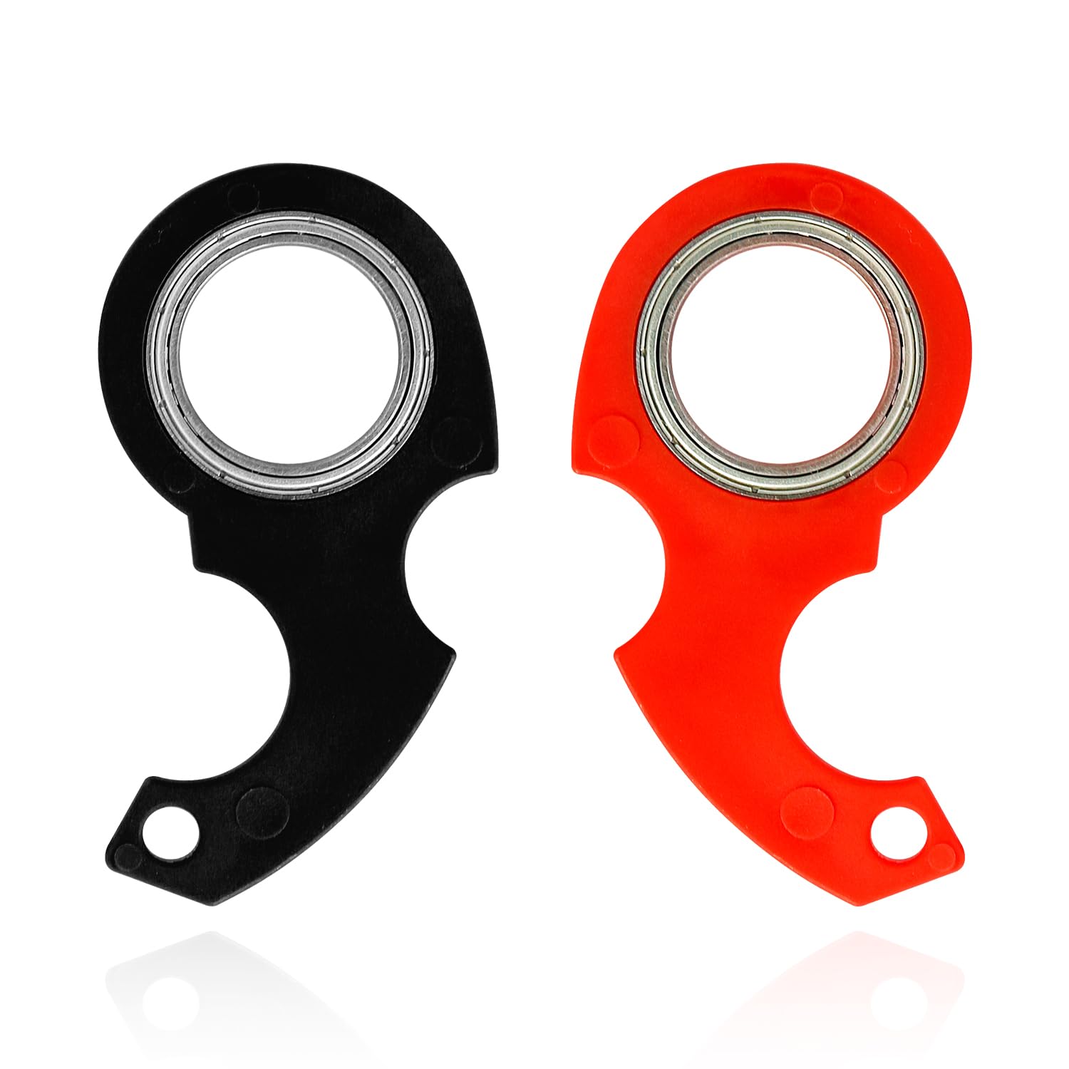 Hopzab 2PCS Key Chain Spinner Toys, Portable Finger Fidget Keychain Ring Toy for Stress Relief, Anxiety Management, Durable Plastic, (Black,Red)