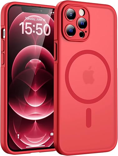 Miniatura 90 de TOCOL Funda magnética para iPhone 15, protección completa mejorada de la cámara, compatible con Magsafe, protección contra caídas, translúcida mate,