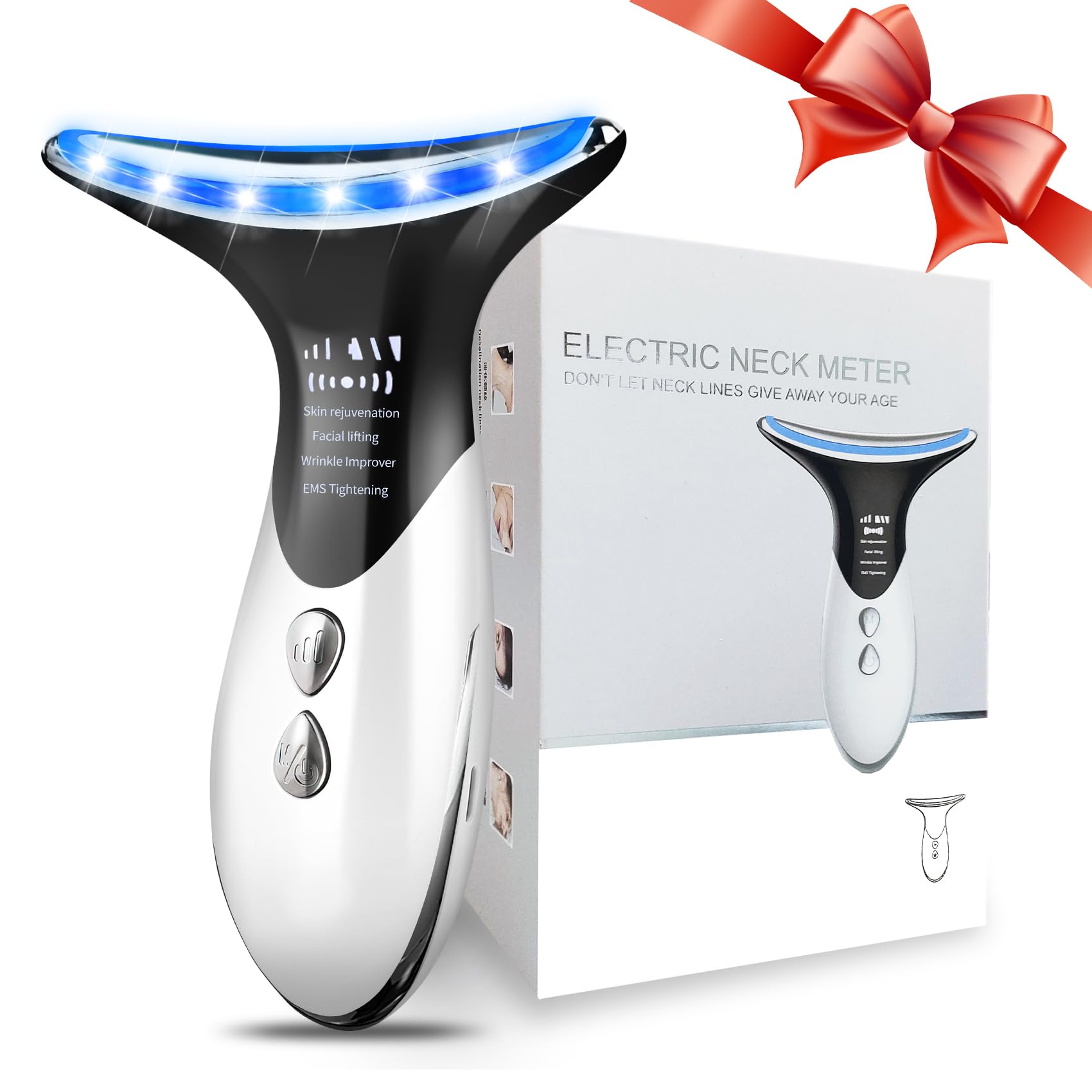 Neck Face Massager, Firming Device for Neck Face, Electric Face Massage with 3 Color & 4 Massage Modes