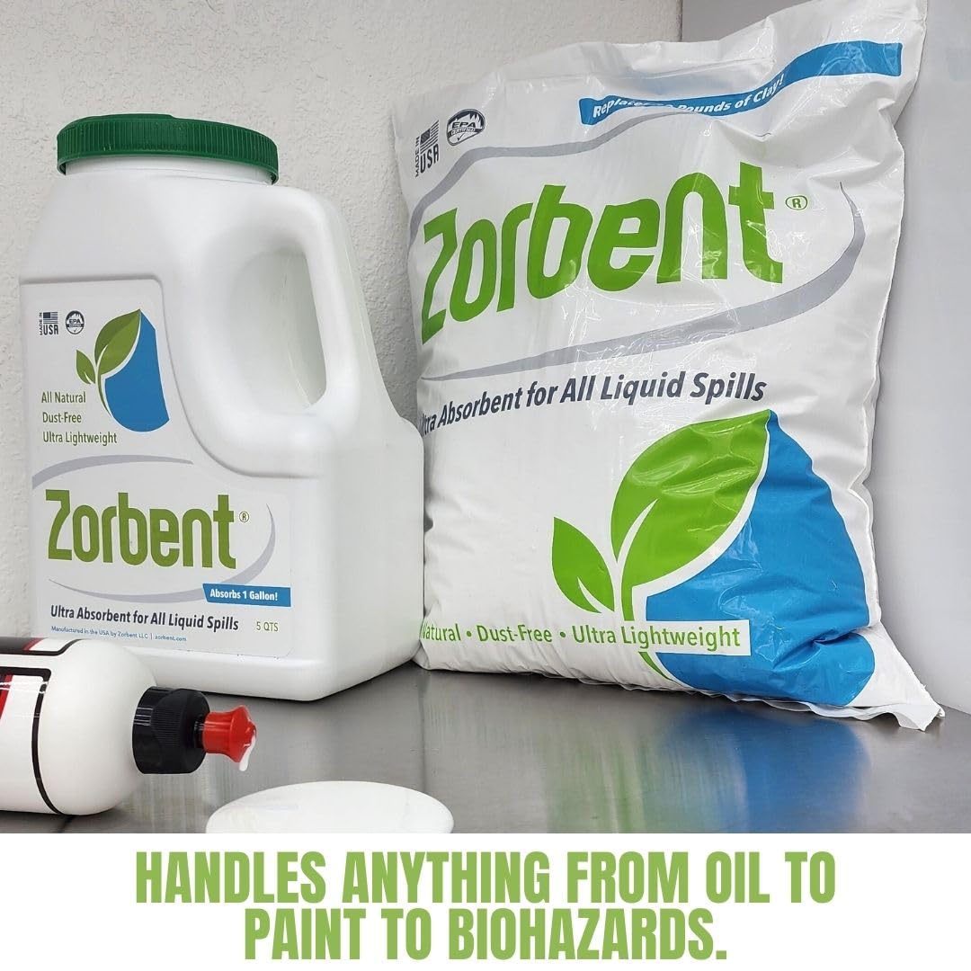 Zorbent Kit de derrames de líquidos, 16 veces más absorbente que la arcilla, vómito de grado comercial, orina, aceite, todo el polvo líquido para derrames limpia rápidamente los desastres repulsivos,