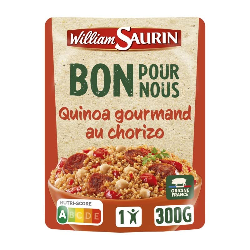 William Saurin – Quinoa Gourmande con chorizo, doypack 300 g, exquisitos sabores en cada bocado, 3 unidades