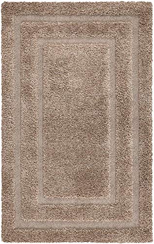 Image of Rectangular Box Shaggy Carpet for Living Room, Bedroom, High Low Design Finish Microfiber 1.8 Inch Pile High, 3x5 Feet Beige|Beige Color
