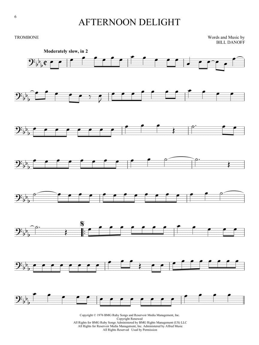 101 Popular Songs Trombone Sheet Music Songbook | Classic Pop Rock Hits for Beginners Intermediate Players | Includes Billie Jean Piano Man Sweet Home Alabama Hey Jude More