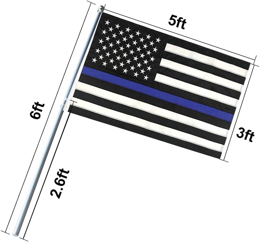 3X5ft Thin Blue Line Police Flag Embroidered American Flag Brass Grommets Respect Honoring Law Enforcement Officers First Responder USA Flag