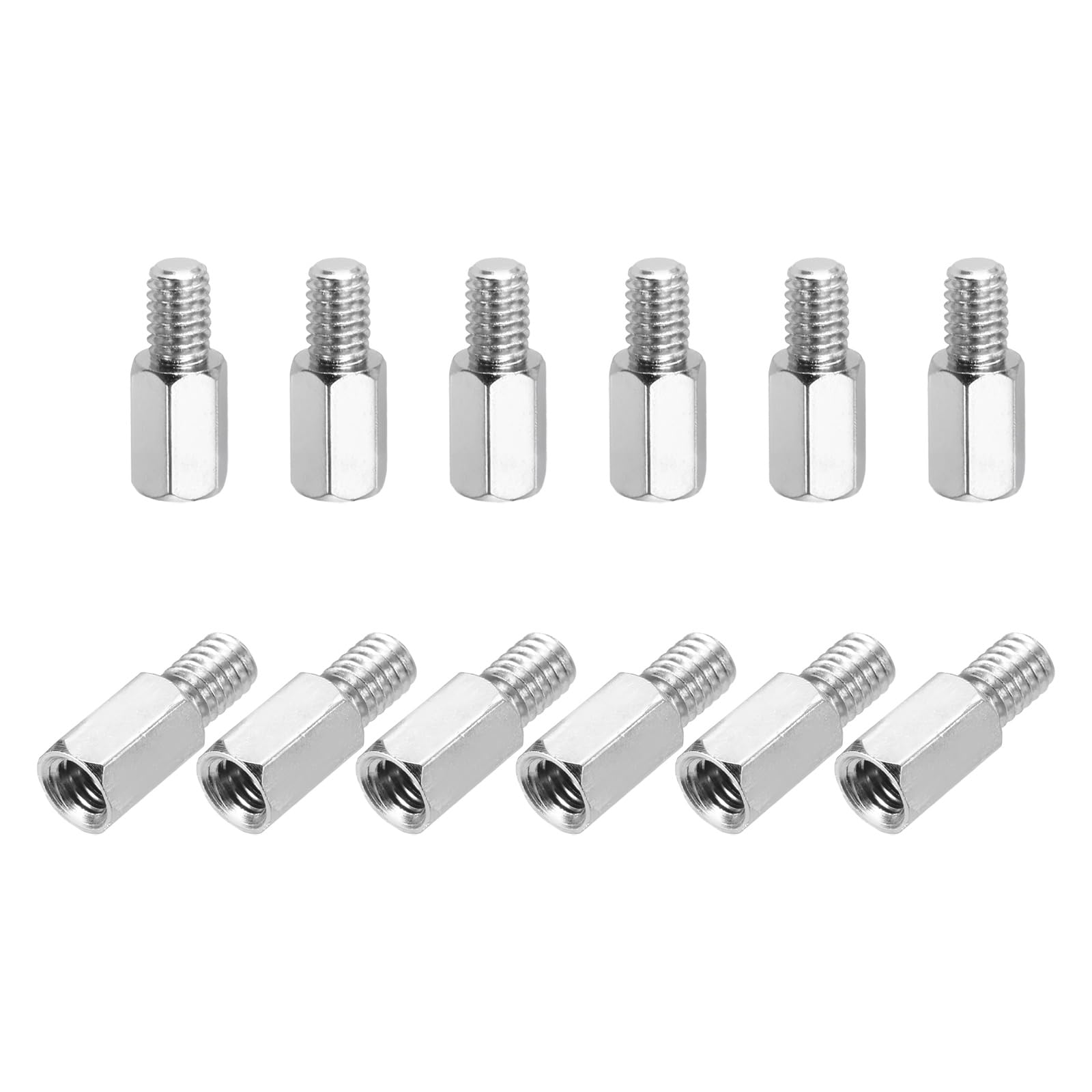 sourcing map Hex Spacer Screws, M4x8mm+6mm Male to Female Thread Brass Nickel Plated Motherboard Standoffs Spacer Pillars for PCB Circuit Boards FPV Quadcopter Drone DIY, Pack of 12