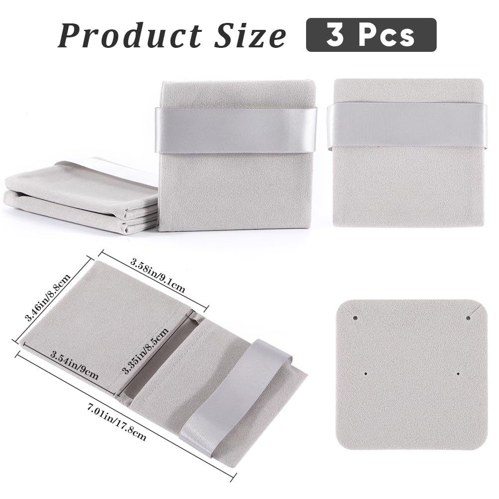 Beebeecraft Lot De 6 Pochettes à Bijoux En Velours Blanc Cassé Avec Fermeture à Pression Pour Bijoux, Colliers, Bracelets, 10 X 10 Cm