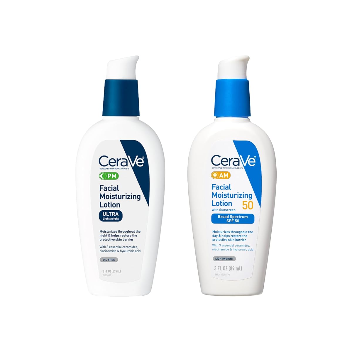 CeraVe PM Facial Moisturizing Lotion, 3 Ounce + AM Facial Moisturizing — 3 oz