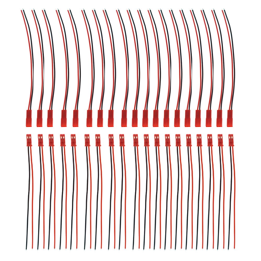Reland Sun 20sets 15cm JST 2P connecting wires LED male and female plugs