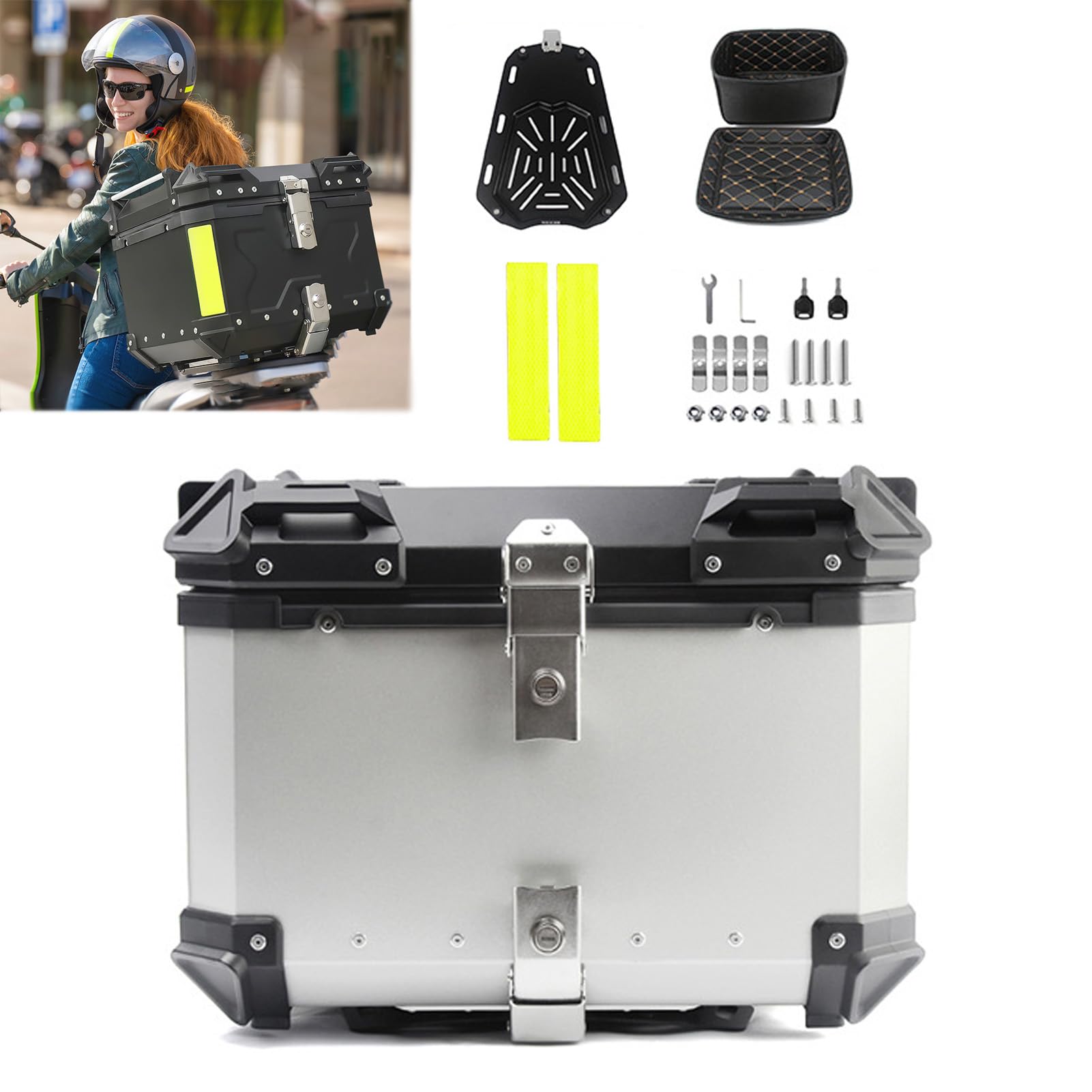 Caja superior de motocicleta impermeable con baúl universal para equipaje 8
