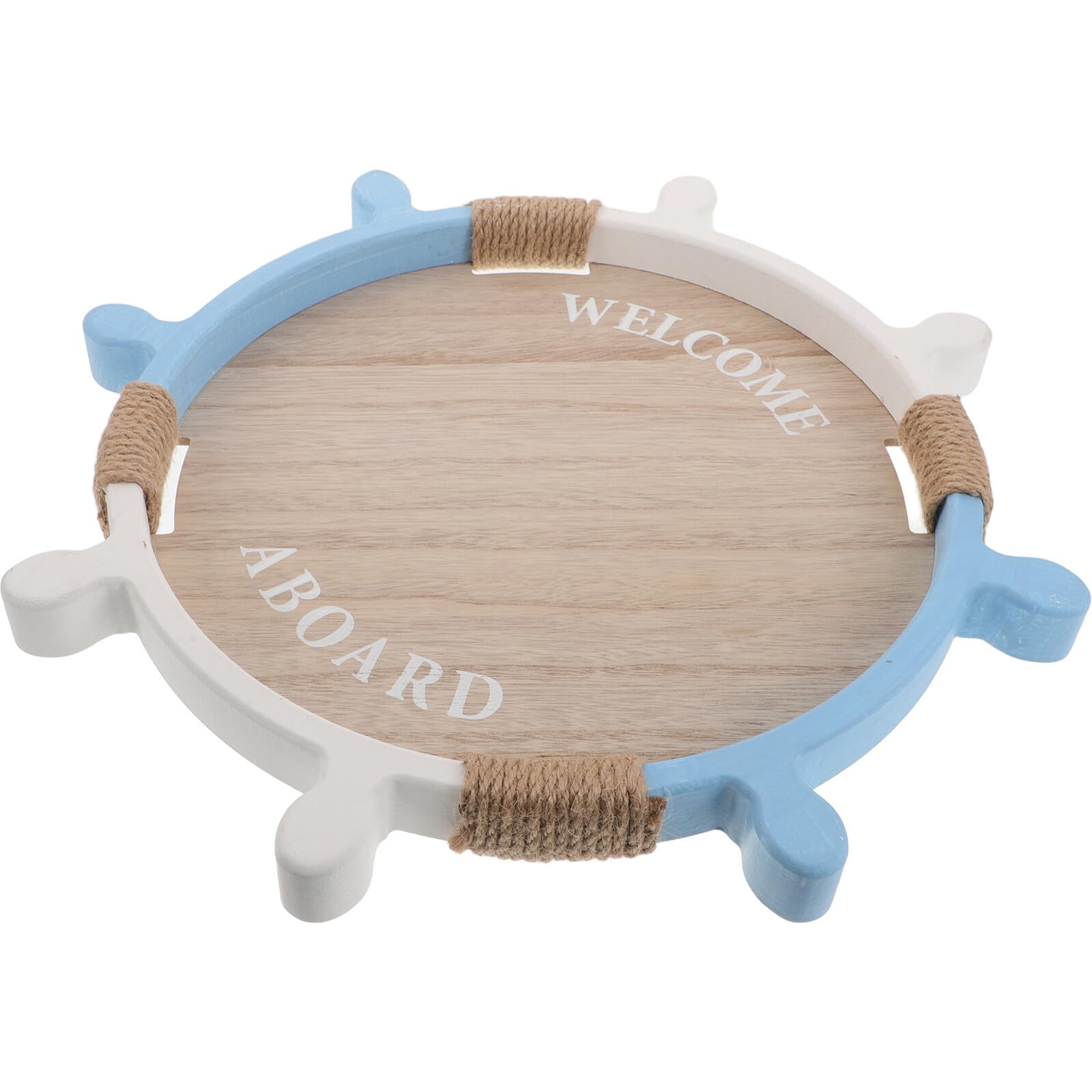 GALPADA Plateau Décoratif en Bois Style Gouvernail Grand Format – Plateau Rond Nautique pour Servir Fruits, Légumes et Charcuterie – Accessoire la Cuisine Solide pour Fête et Décoration