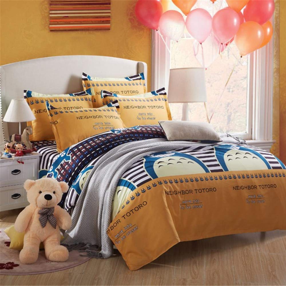 Children's Bedding, 150 X 200 Pink 4 Pieces 100% Cotton Duvet Cover for Children and Pillowcase for Girls 48x75 Multicolor Owl (NHGF,150x200cm+200x230cm)