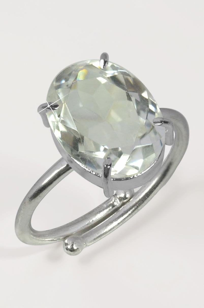 Reiki Crystal Products Natural Certified Clear Quartz Ring, Gemstone Ring, Adjustable Ring